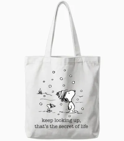Peanuts - Snoopy and Woodstock Christmas Snowfall Tote Bags - White