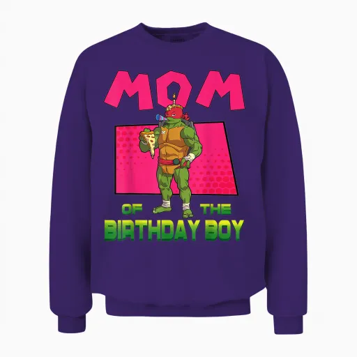 Mademark X Teenage Mutant Ninja Turtles - Raph Mommy of the Birthday Boy Pizza Theme Party Unisex Sweatshirt - Purple