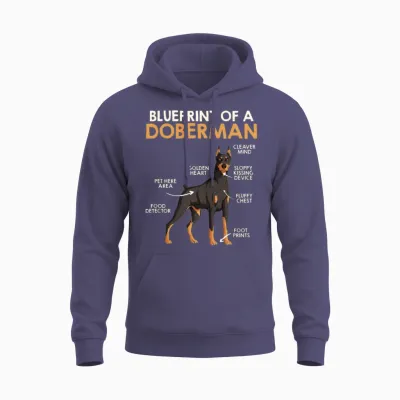 Doberman Owner Blueprint of a Doberman Funny Unisex Hoodie - Heather Sport Dark Navy