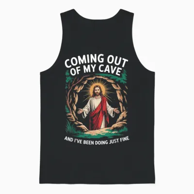 Coming Out of My Cave Humorvolle Auferstehung Unisex Tank Top - Black