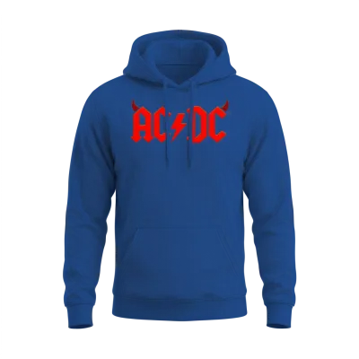 Ac/dc Red Logo with Devil's Horns Unisex Hoodie - Royal