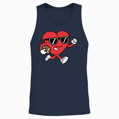 Heart American Football Valentines Day Boys Unisex Tank Top - Navy
