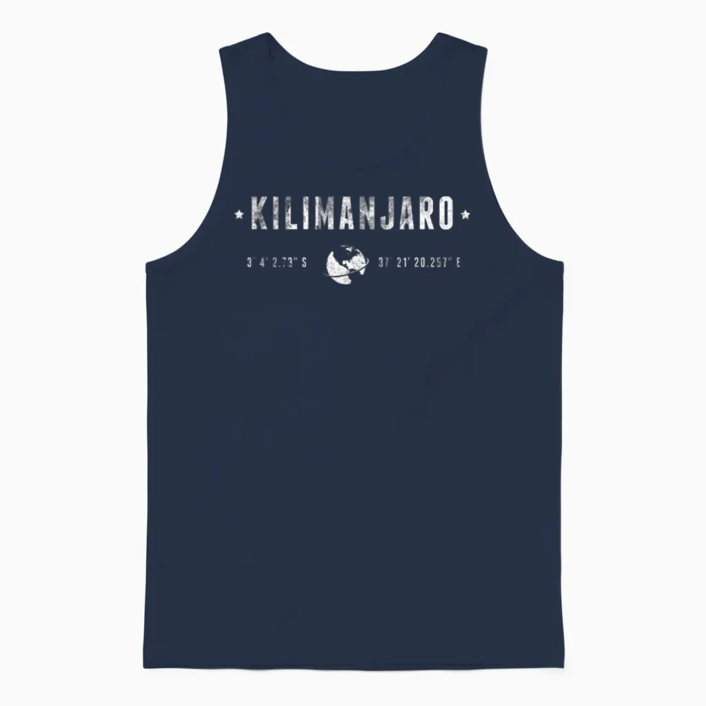 Kilimanjaro Tanzania Coordinates Globe Unisex Tank Top in Navy