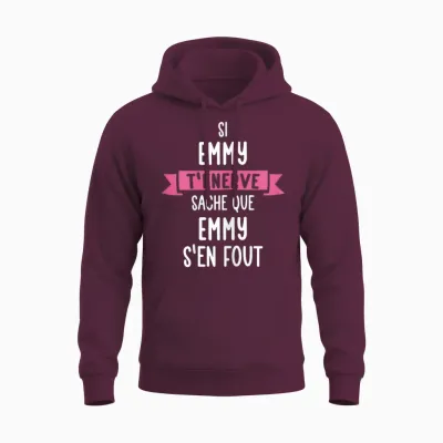 Gift Woman Humor Personalised Name Emmy Unisex Hoodie - Maroon