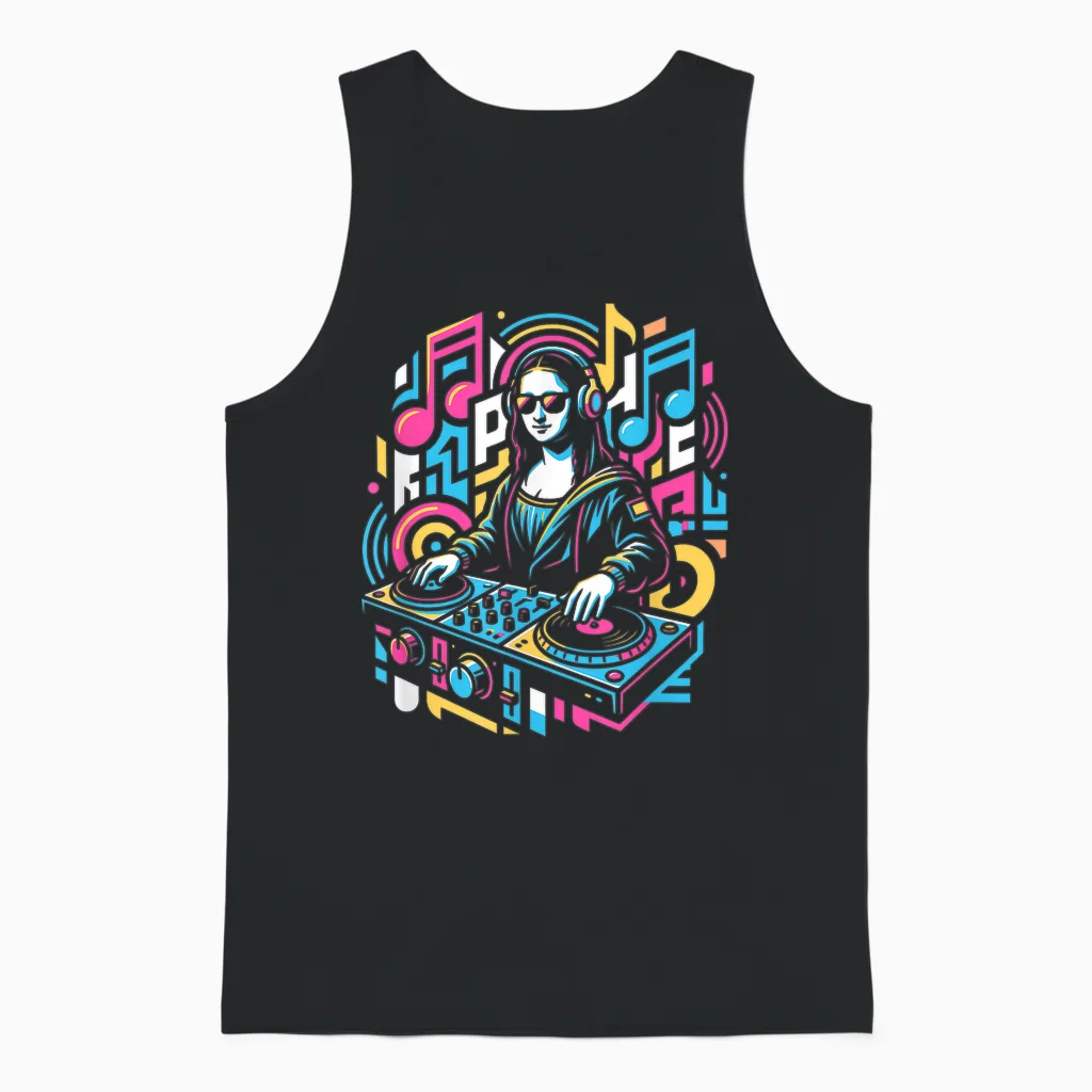 Dj Joconde, Design, Musique, Modern, Festival, Pop Art Unisex Tank Top in Black