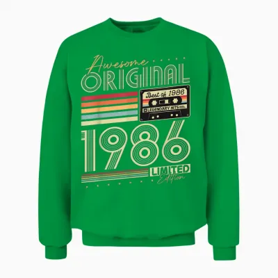 Original 1986 Vintage 40th Birthday Gift Man Woman Unisex Sweatshirt - Irish Green