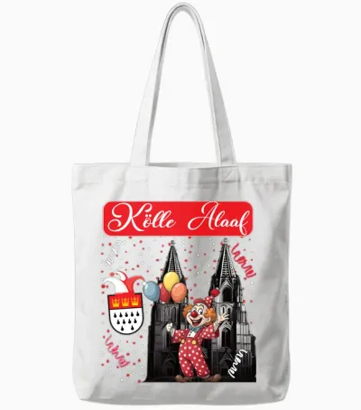 Cologne Rut Und Wiess Cologne Cathedral Carnival Costume Clown Costume Long Sleeve Shirt, Black Tote Bags - White