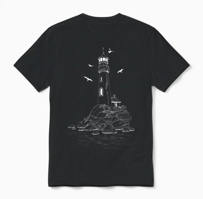 Leuchtturm Meer Licht Möwen Küste Hafen Maritim - Leuchtturm Unisex T-Shirt in Black