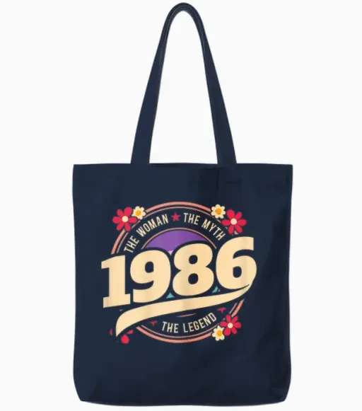 Vintage Year 1986 Legend 40 Years Birthday Woman Tote Bags - Navy