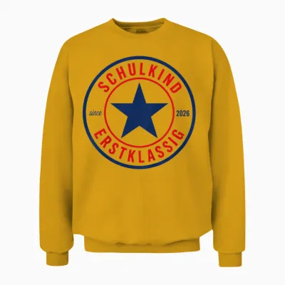 Schulkind 2026 Erstklassig Retro Badge Einschulung Unisex Sweatshirt - Gold