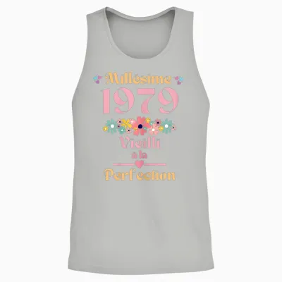 45 Ans Femme 1979 Idée Cadeau Anniversaire Humour Funny T-Shirt, Black Unisex Tank Top - Ash