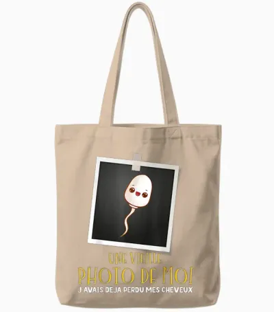 Bald Man Super Gift Funny Old Photo of Me T-Shirt, Black, S Tote Bags - Natural