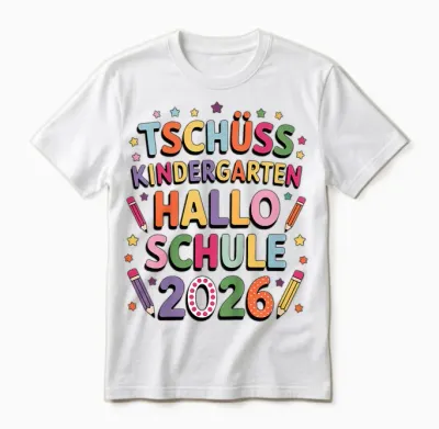 Tschüß Kindergarten Hallo Schule 2026 Kindergarten Abschluss Unisex T-Shirt - White