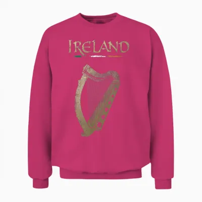 Vinagreshop Irland-Flagge Und Harfe Mit Klee Unisex T-Shirt Schwarz S Eu 38-40 Unisex Sweatshirt - Heliconia