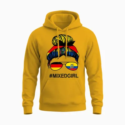 Ecuador Deutschland Flagge Ecuadorianisch Deutsch Messy Bun Unisex Hoodie - Gold