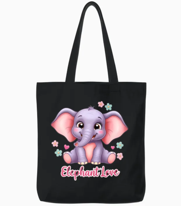 Majestic Elephant Tote Bags in Black