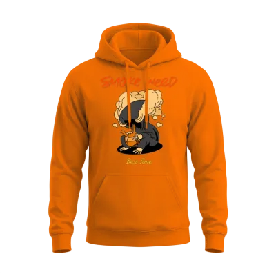 Cartoon Art Smoke Weed Unisex Hoodie - Safety Orange