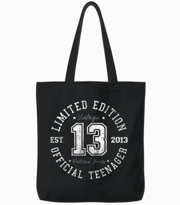 Official Teenager 13th Birthday 13 Years Old 2013 Tote Bags in Black