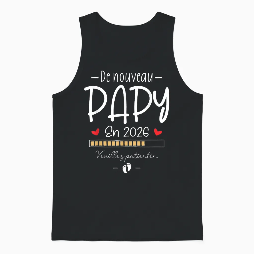 Humour Announcement Grandpa Pregnancy Grandpa Encore Papi 2026 Unisex Tank Top in Black