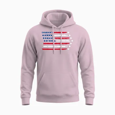 Us American Flag Fighter Jets Patriotic Usa 4th of July Unisex Hoodie - Light Pink