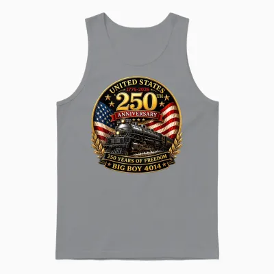 Big Boy 4014 Train 4th of July America 250th Anniversary Unisex Tank Top - Sport Grey