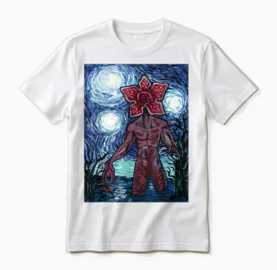 Netflix Stranger Things Demogorgon Starry Night Style Unisex T-Shirt - White