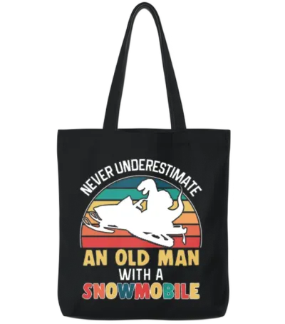 Funny Snowmobile Ride Snowmobiling Tote Bags - Black