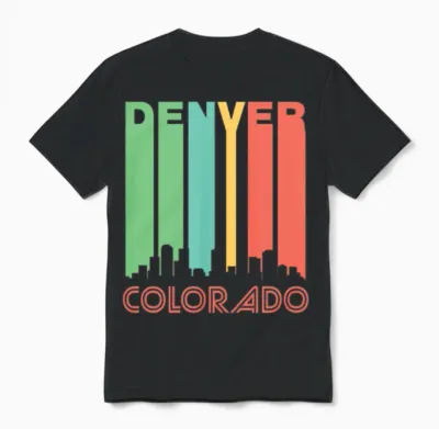 Retro Denver Skyline Unisex T-Shirt - Black