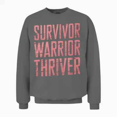 Survivor, Warrior, Thriver Shirt, Canser Support Unisex Sweatshirt - Graphite Heather
