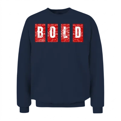 Bold Quad Panels Distressed Typography Unisex Sweatshirt - Navy