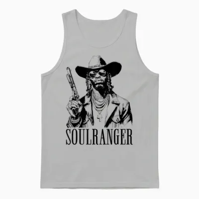 Cowboy Rapper - Vintage and Funny Hip Hop Cowboys Lover Unisex Tank Top - Ash