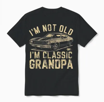 Funny Grandpa Classic Car Graphic Grandpa Gift for Christmas Unisex T-Shirt - Black