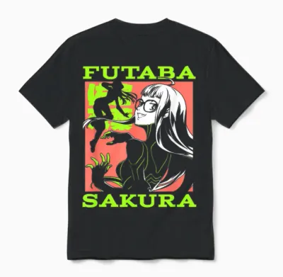 Persona 5 Futaba Sakura Manga Collage Rpg Video Game Unisex T-Shirt - Black