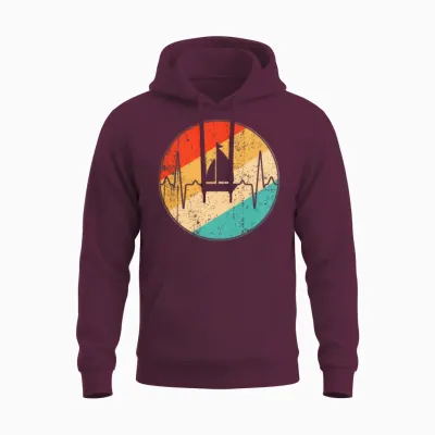 Sailing Retro Heartbeat Unisex Hoodie - Maroon