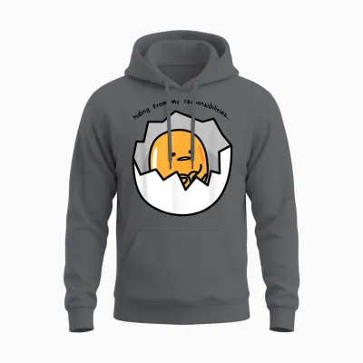 Gudetama the Lazy Egg Hiding from Responsibilities Unisex Hoodie - Charcoal