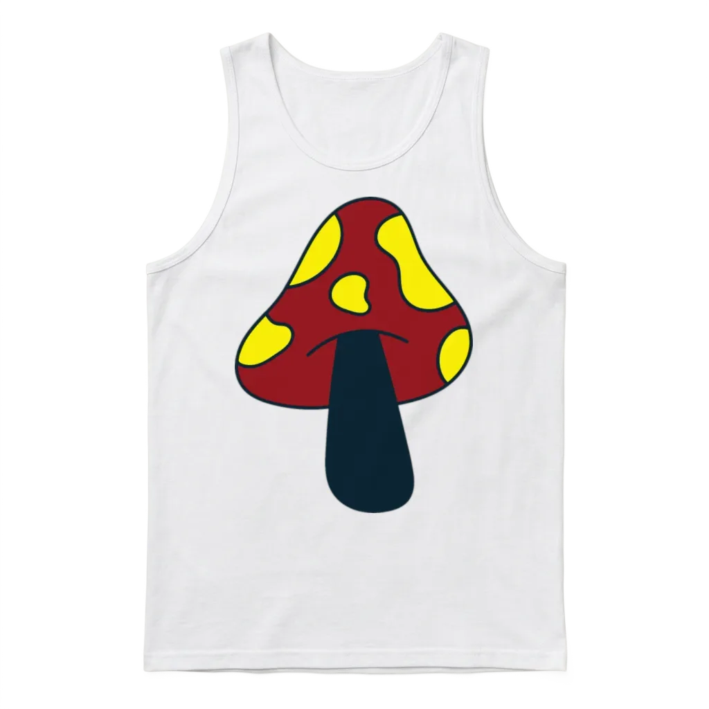 Retro Mushroom Unisex Tank Top - White