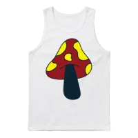 Retro Mushroom Unisex Tank Top - White – 1