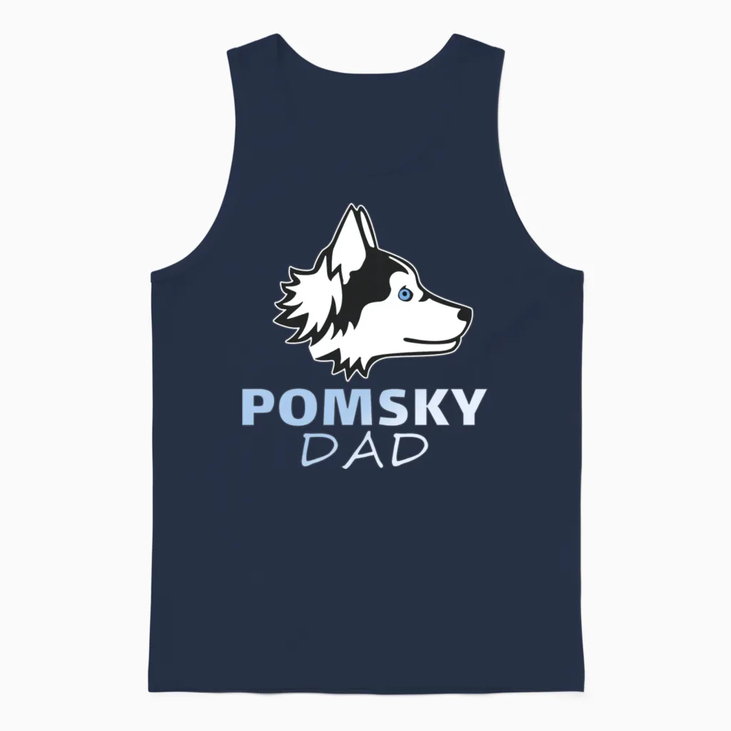 Pomsky for Dad Funny Dog Pomsky Lovers Funny Unisex Tank Top in Navy