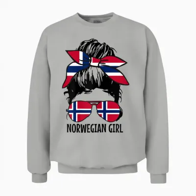 Norwegen Mädchen Norwegische Flagge Pride Norge Souvenir Unisex Sweatshirt - Ash