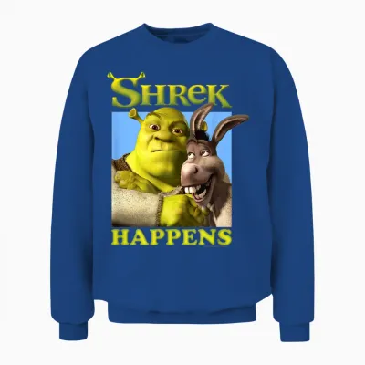 Shrek Happens Donkey Shrek Best Friends Big Chest Poster T-Shirt, Black, S Unisex Sweatshirt - Royal