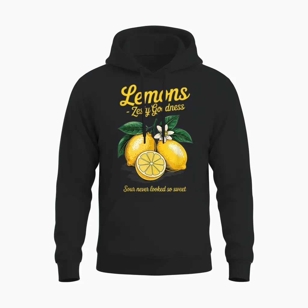 Zitronen Zesty Goodness Retro Citrus Bright Look Unisex Hoodie in Black
