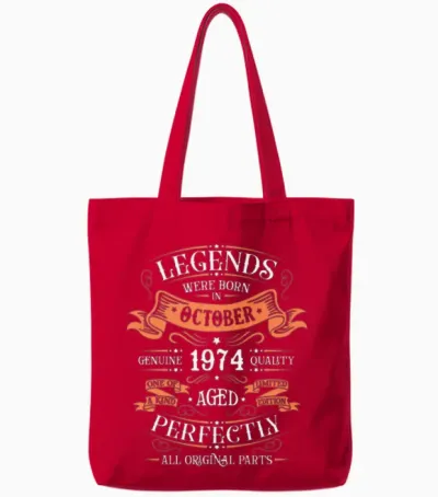 October 1974 Vintage Tote Bags - Red