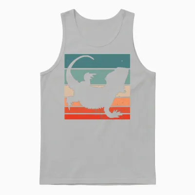 Vintage Retro Bearded Dragon Unisex Tank Top - Ash