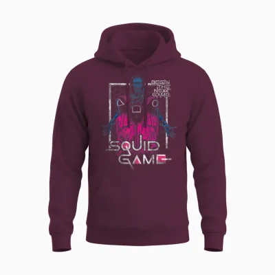 Squid Game Front Man and Guards T-Shirt, Black, S Unisex Hoodie - Maroon