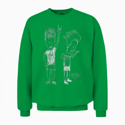 Beavis and Butt-Head Head Bang Sketch Unisex Sweatshirt - Irish Green