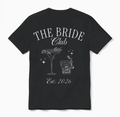 Bachelorette Party the Bride Club, Est 2026 Bride Unisex T-Shirt - Black