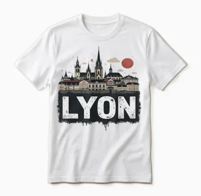 Souvenir Vintage Lyon Landscape Retro Unisex T-Shirt - White