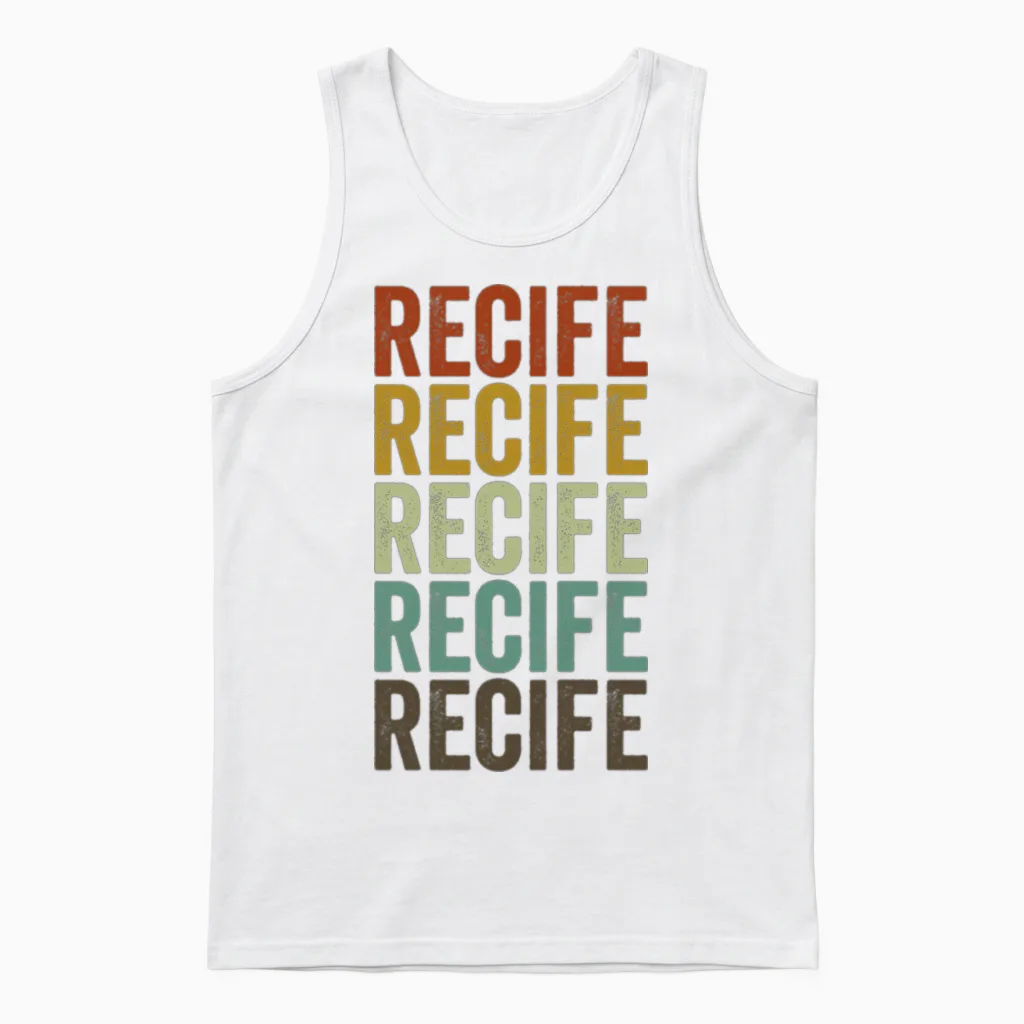 Recife Brazil Retro Vintage Unisex Tank Top in White