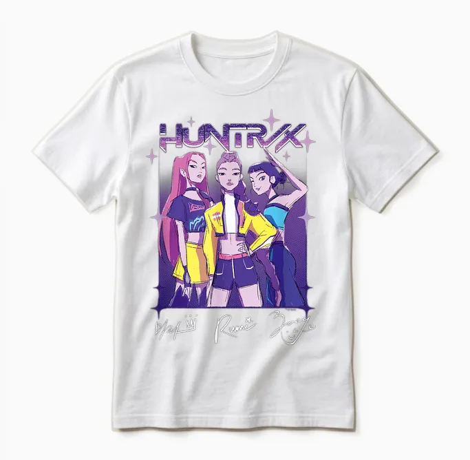 Kpop Demon Hunters Huntr/x Officially Licensed Unisex T-Shirt in White
