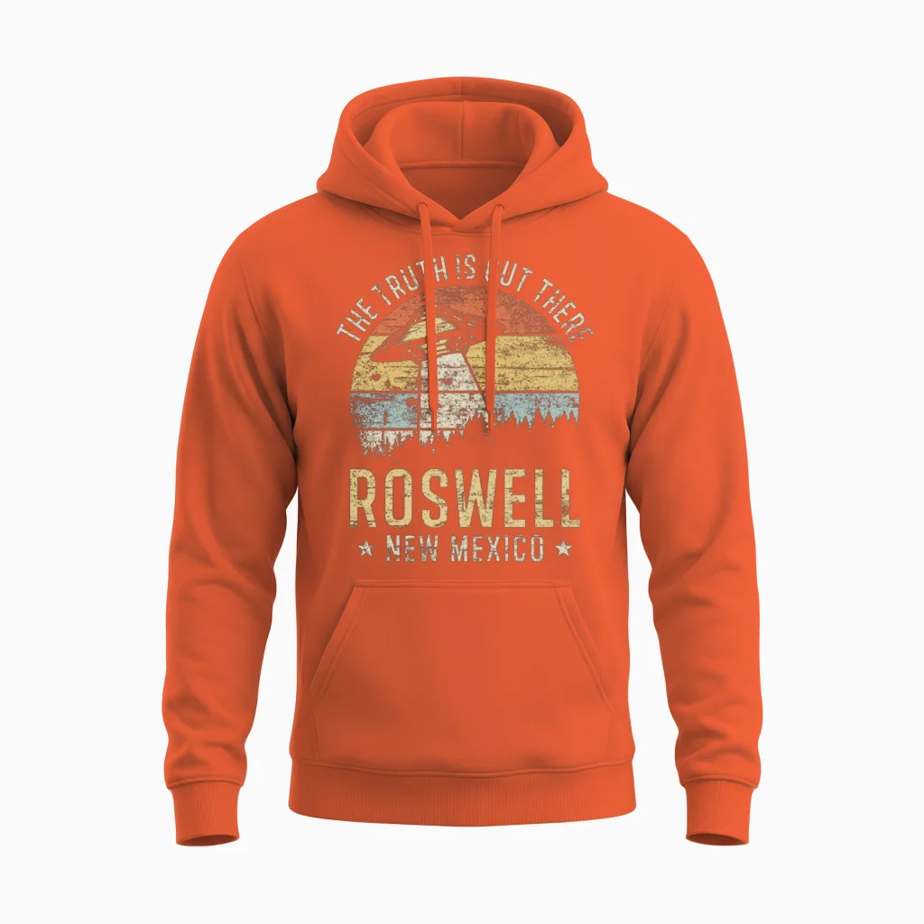 Roswell New Mexico Ufo Alien Unisex Hoodie - Orange